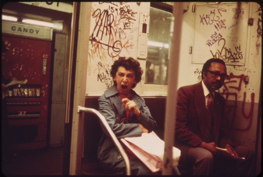 MANY SUBWAY CARS IN NEW YORK CITY HAVE BEEN SPRAY-PAINTED BY VANDALS - NARA - 548260