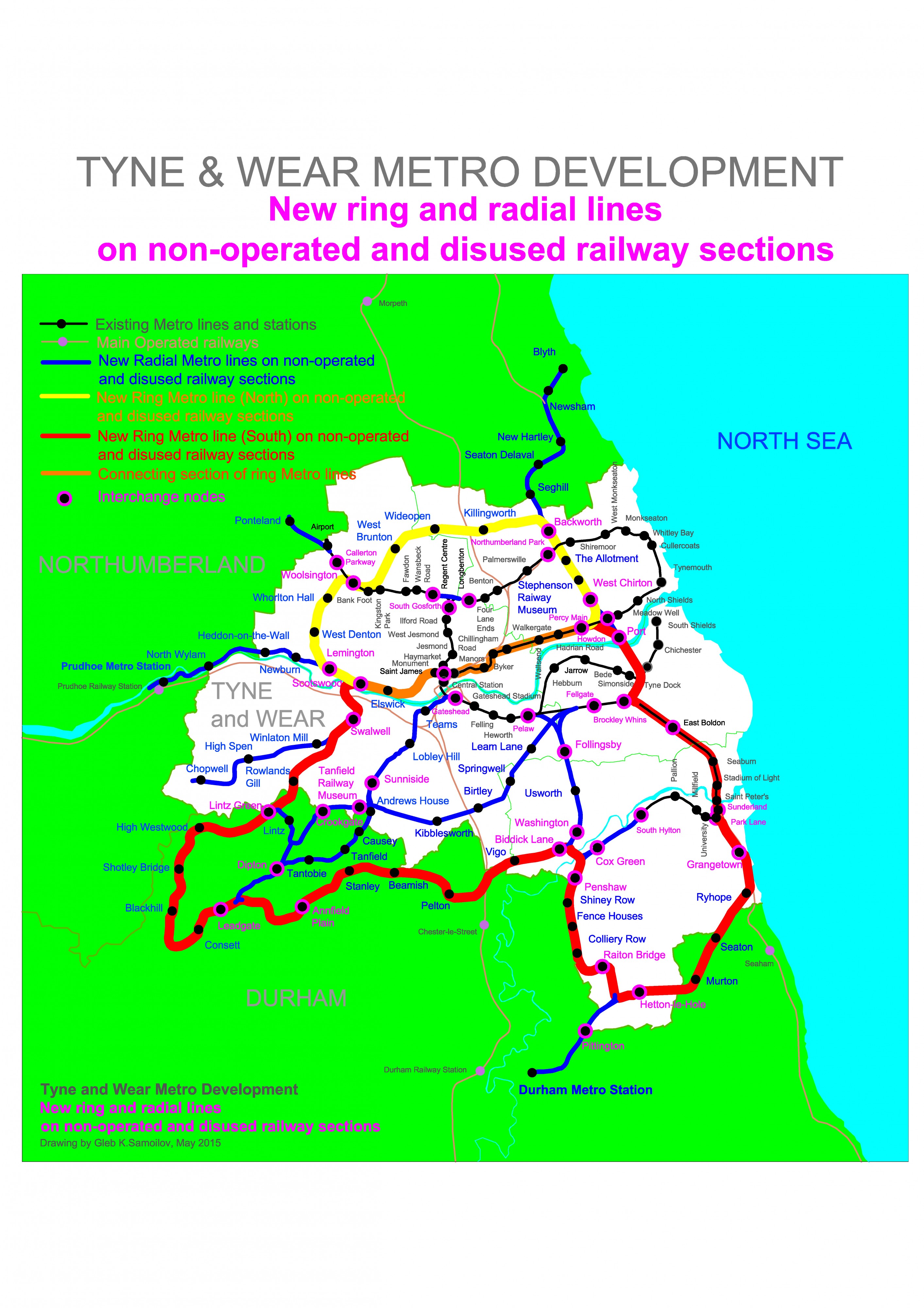 Tyne and Wear Metro Radial-Ring scheme on old railways