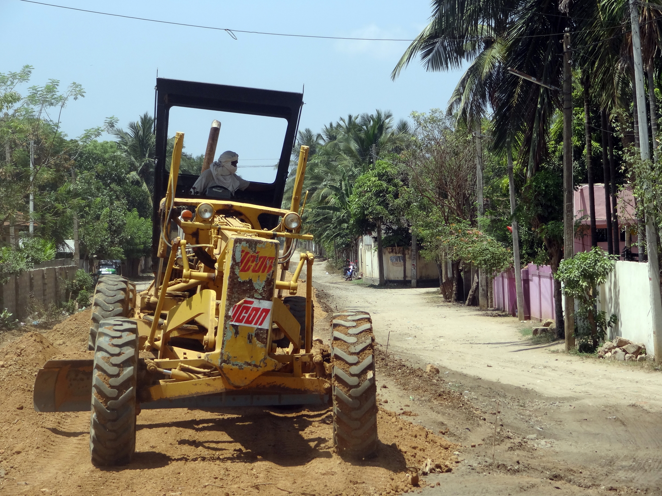 A Grader working in railway constructions, jaffna
