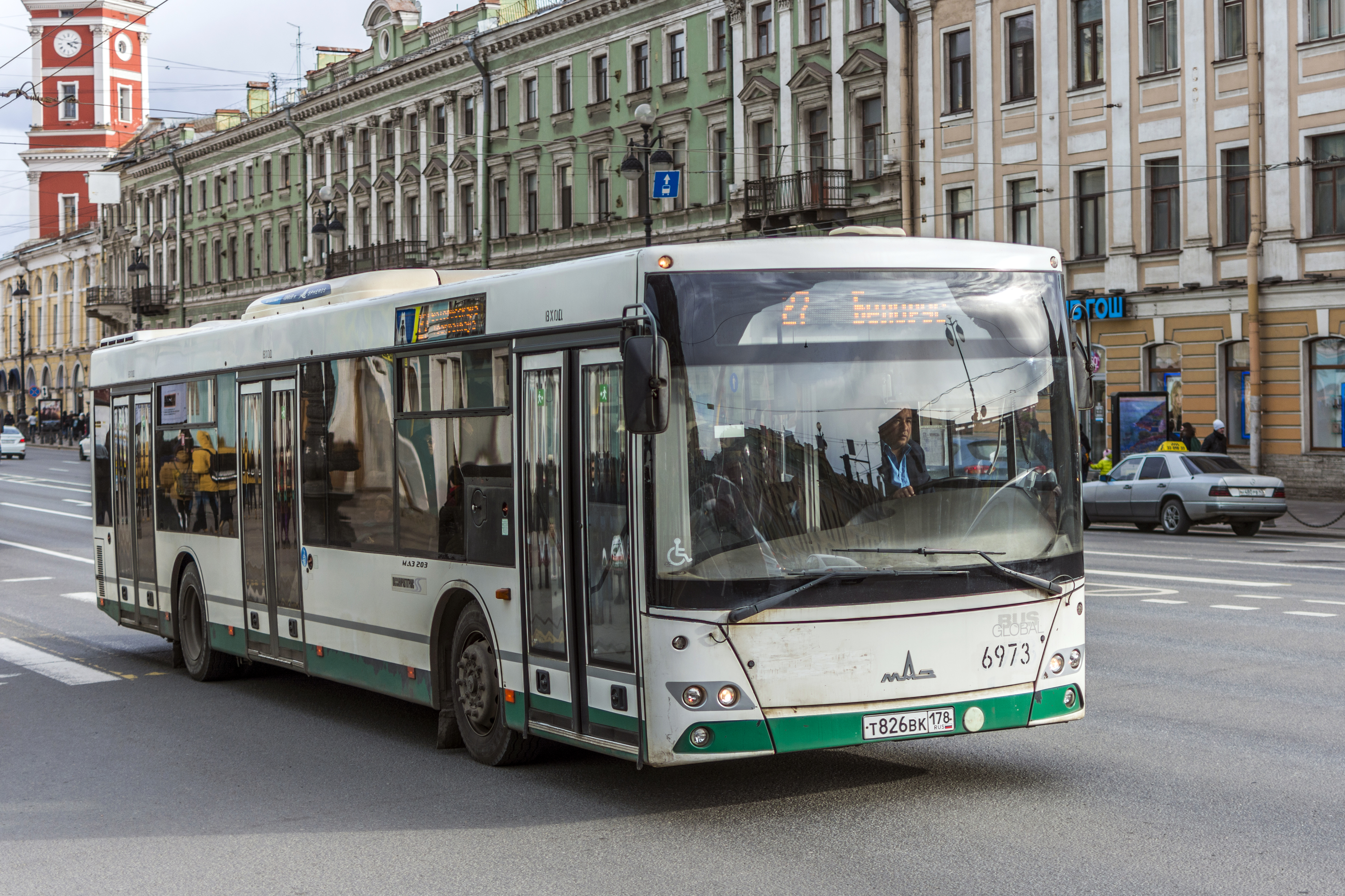 Bus MAZ-203-085 on Nevsky Avenue