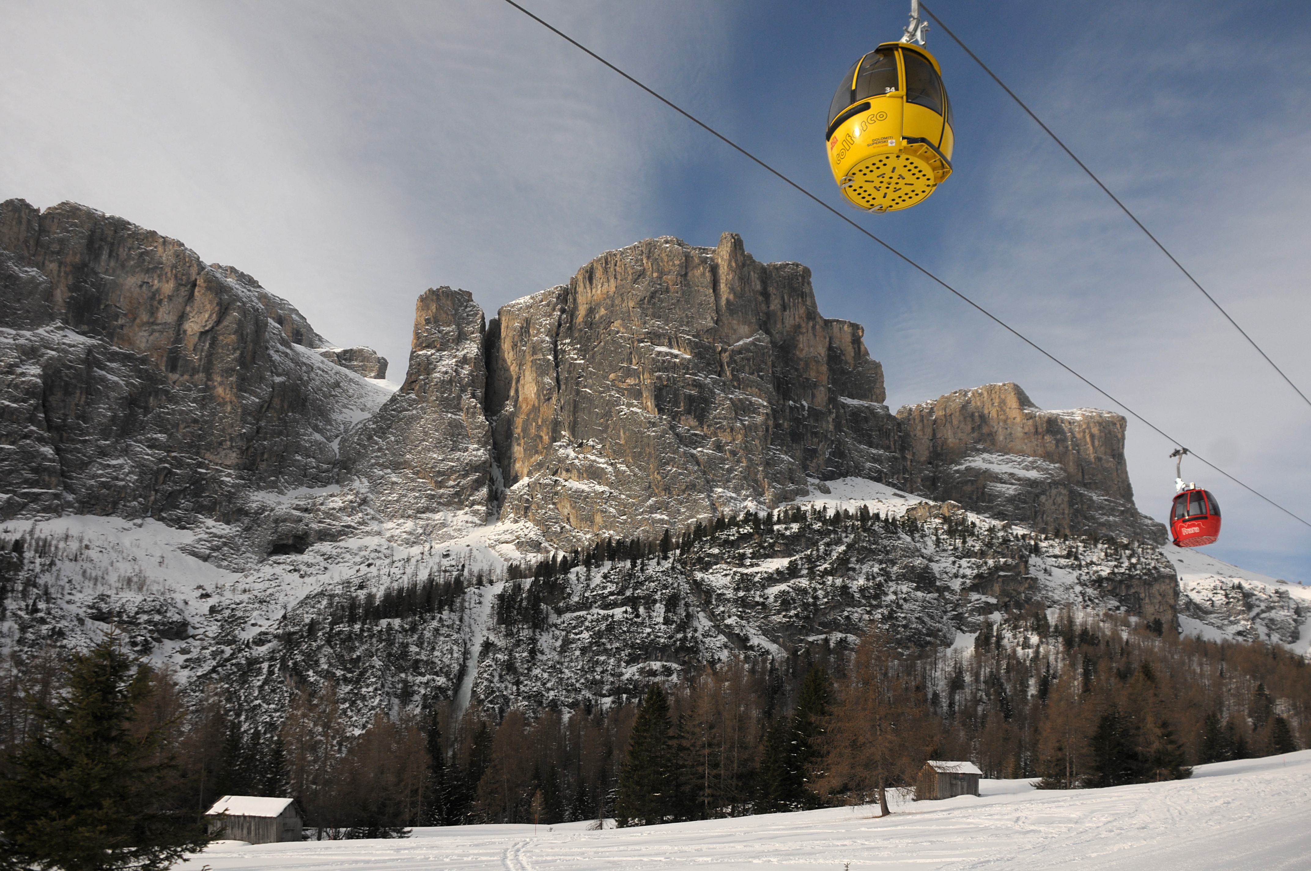Gondola lift to Pass Gardena Sella Ronda