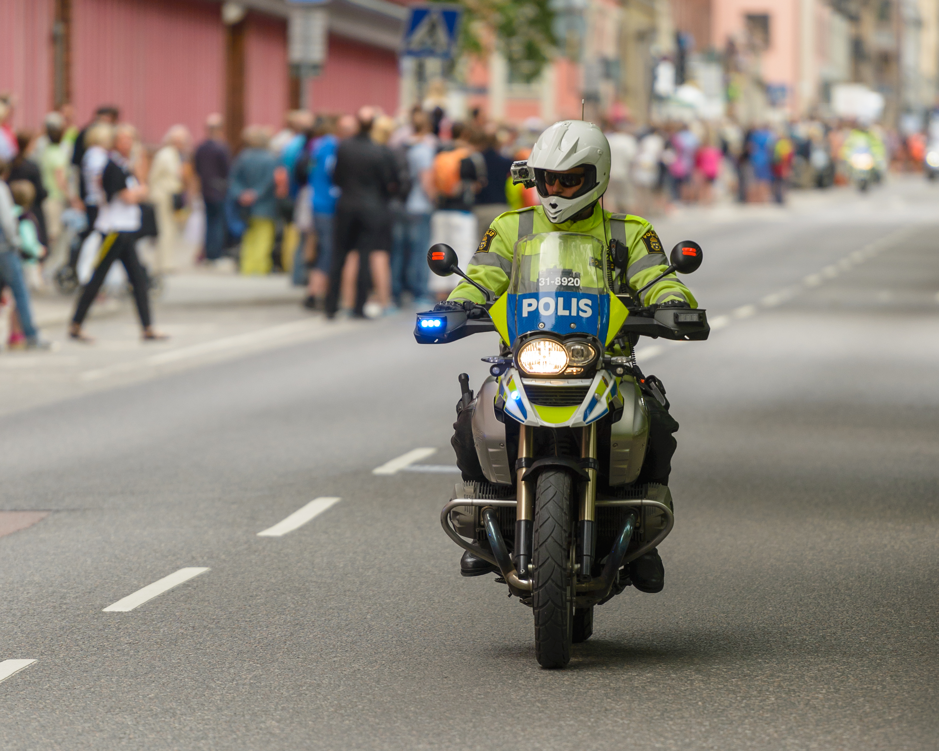 Police motorcycle Stockholm Marathon 2013