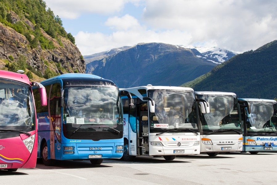 buses in Flåm village, Norway, June 2014, picture 13