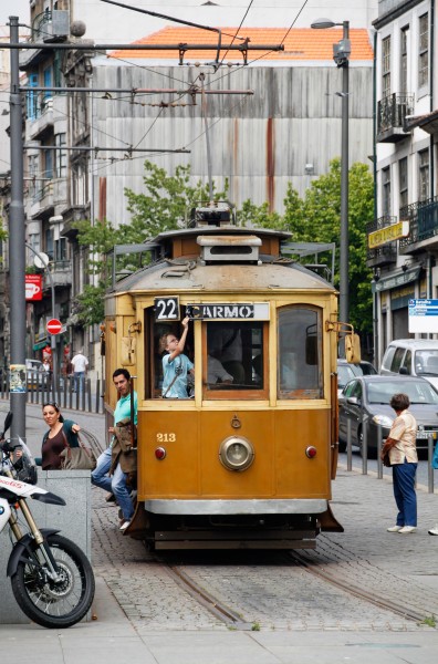 Old tourist tram in Porto 02