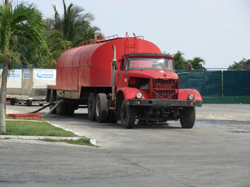 Red tank truck in Cuba, 2010