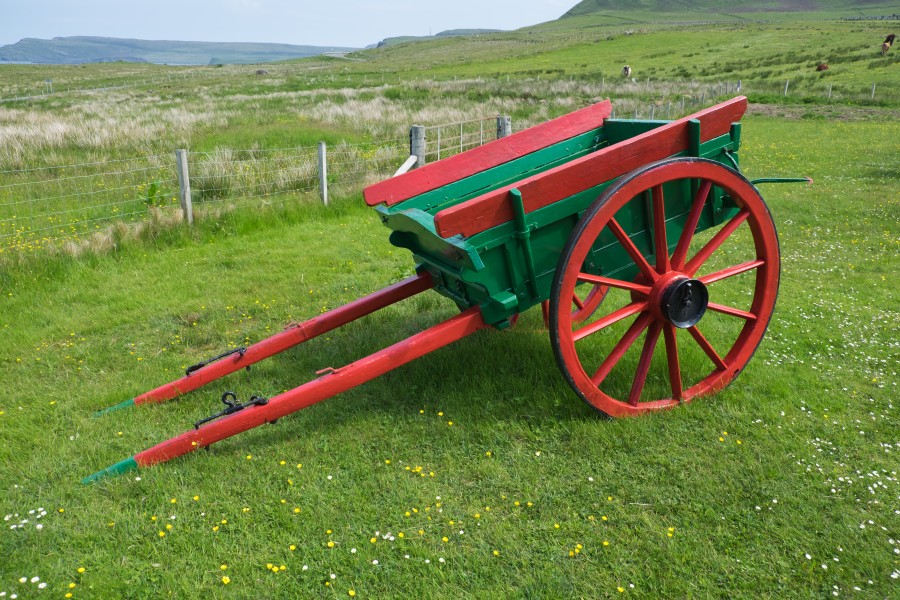 Two-wheeled horse-drawn farm cart in the Skye Museum of Island Life