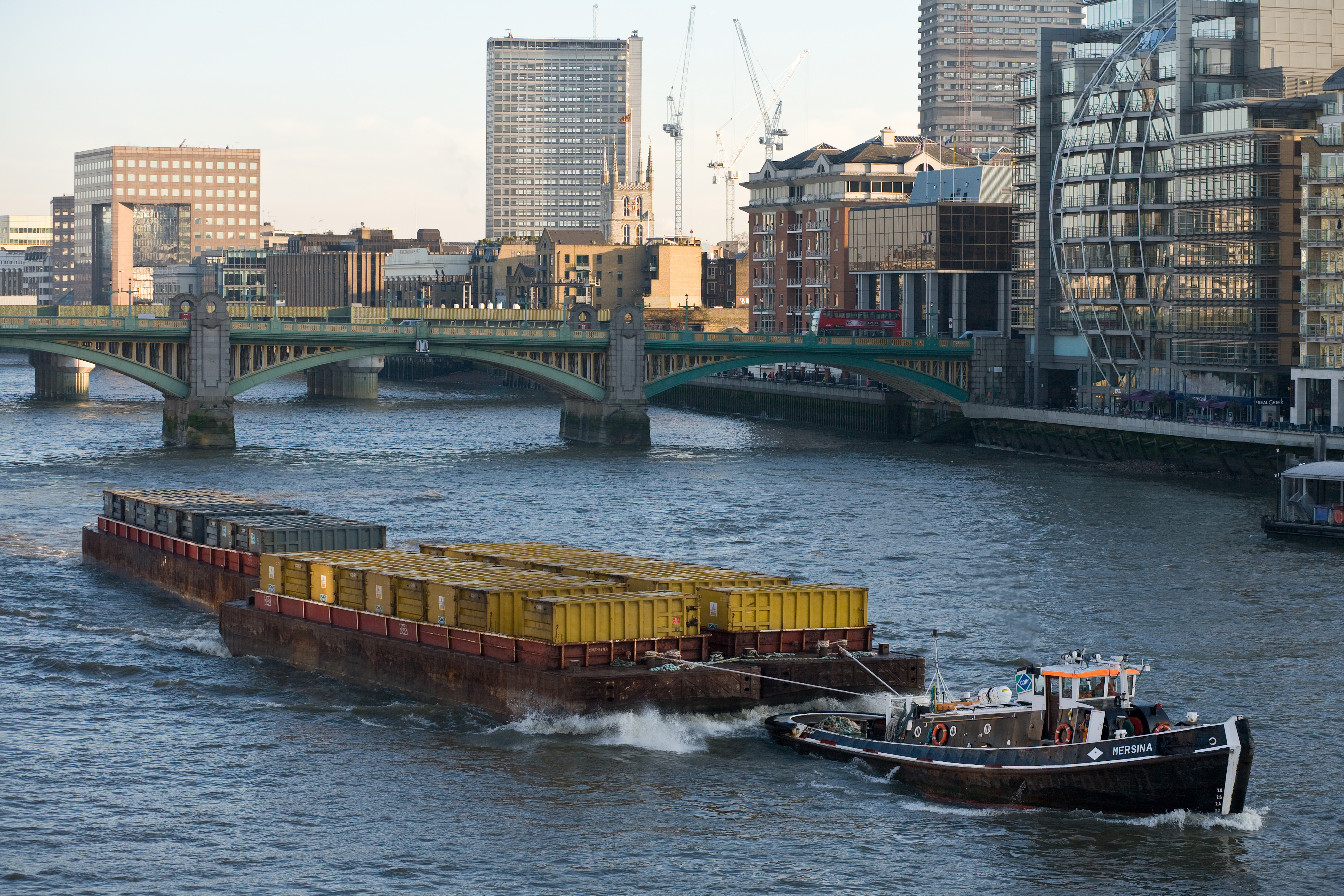 Barge on River Thames, London - Dec 2009