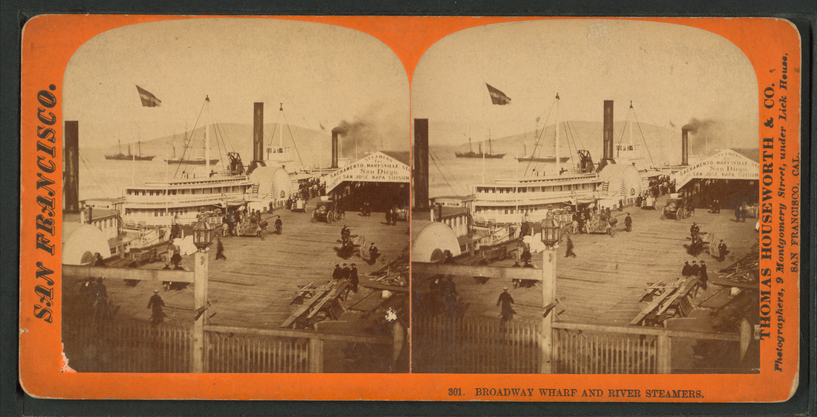 Broadway Wharf and River Steamers, by Thomas Houseworth & Co. 2