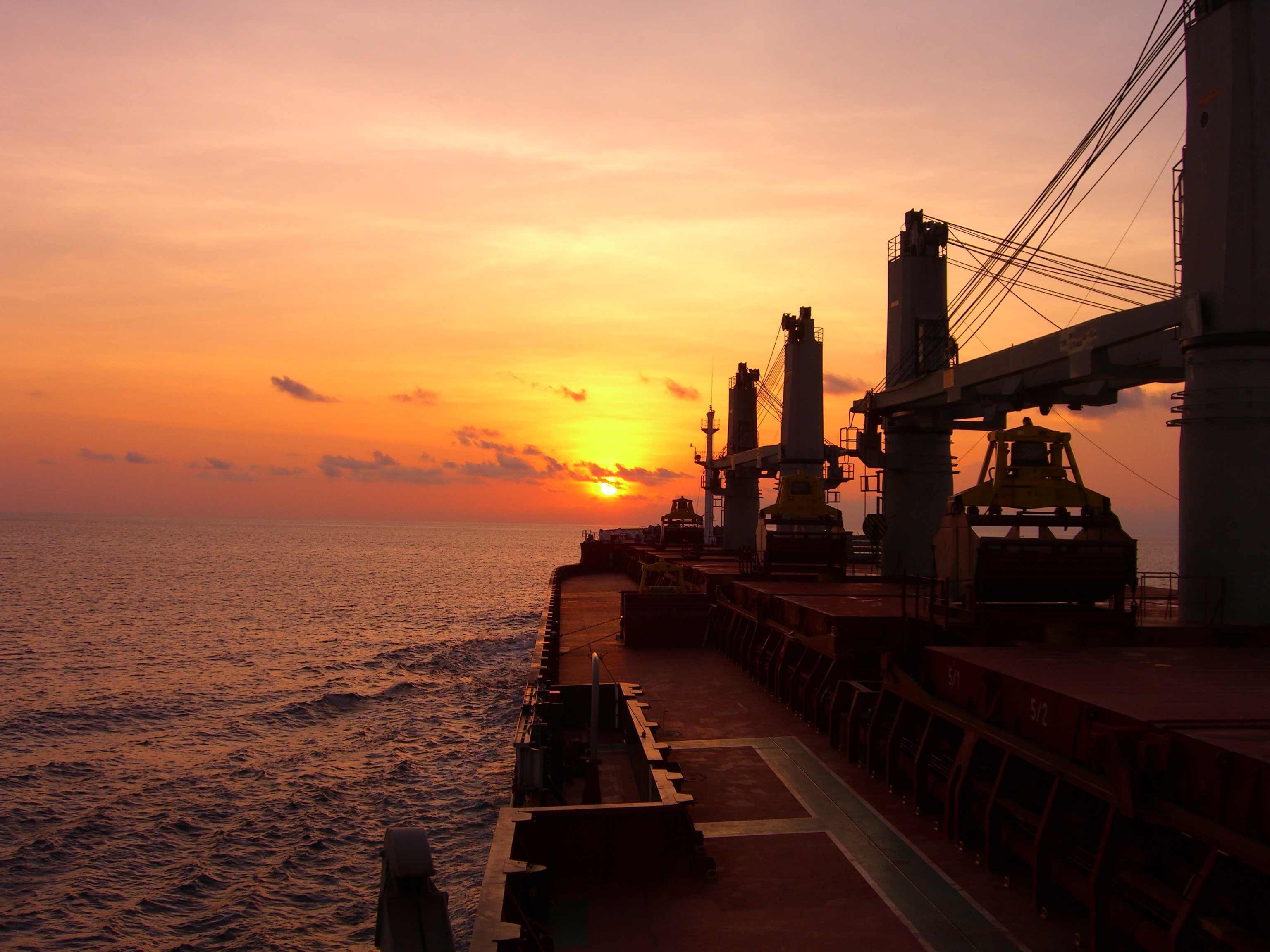 Bulker at sunset