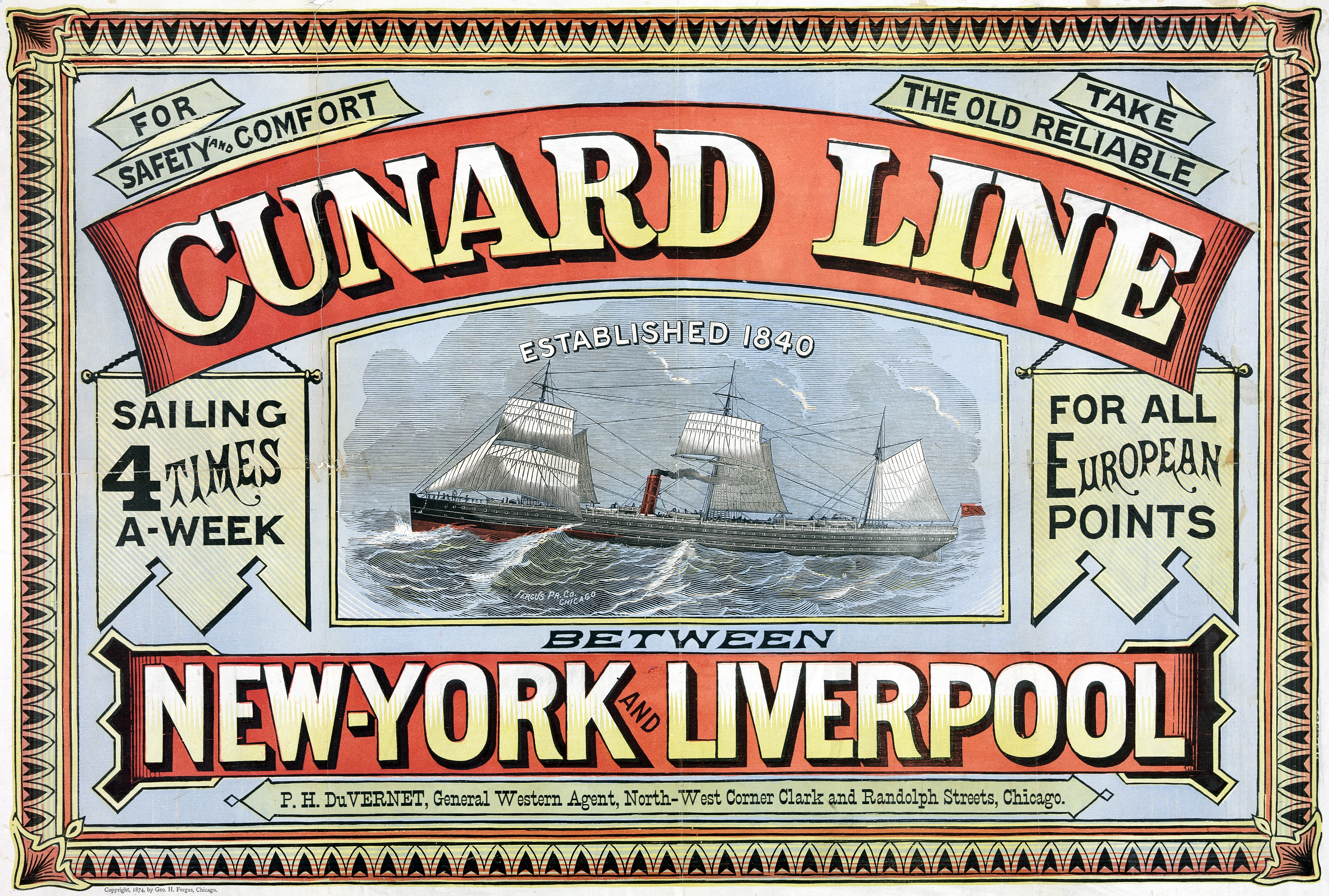 Cunard Line New York Liverpool 1875