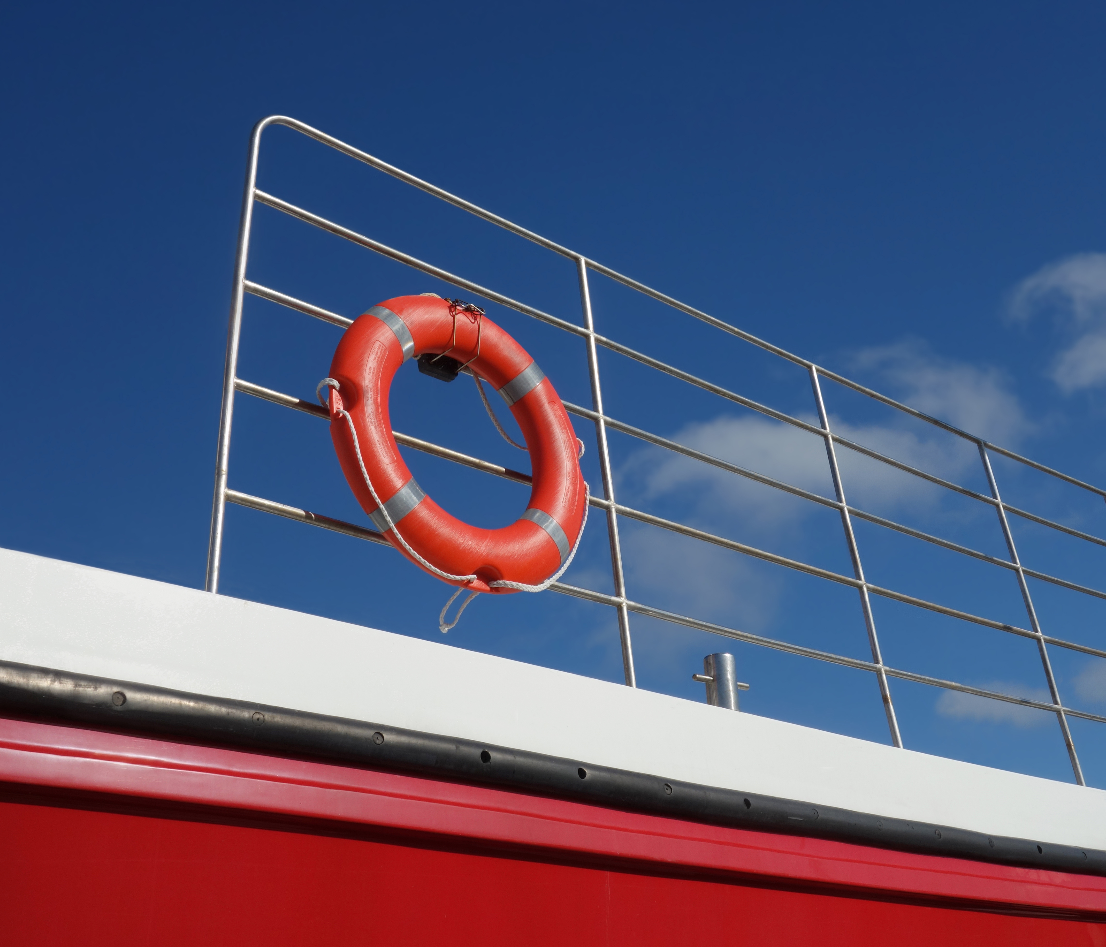 Lifebelt on a small fishing boat