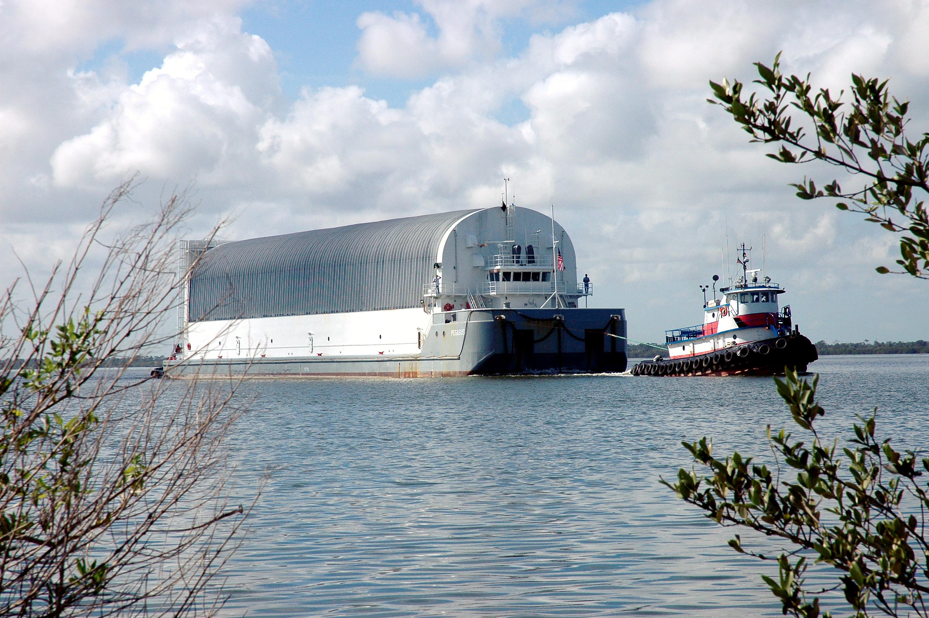Pegasus barge carrying STS-114 ET