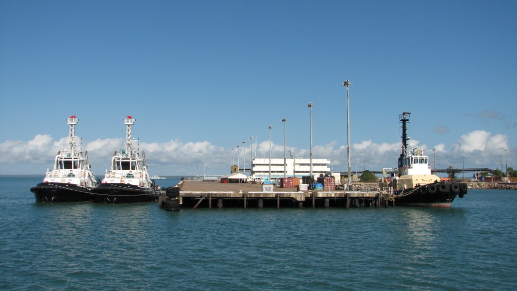 3 tugs moored at Fort Hill Wharf