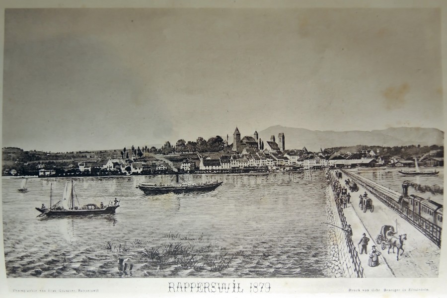 Alwina Gossauer - Südansicht von Rapperswil nach Abbruch der Seebrücke und Bau des Seedamms 1879 - Stadtmuseum Rapperswil - 'Stadt in Sicht - Rapperswil in Bildern' 2013-10-05 16-18-09 (P7700)