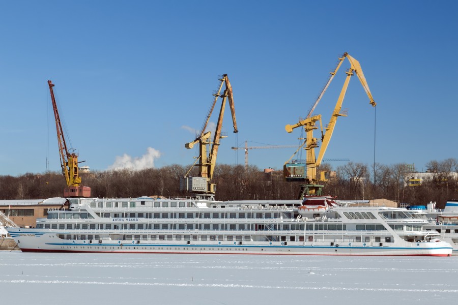 Anton Chekhov in Winter at Moscow North River Port Port View 10-feb-2015 02