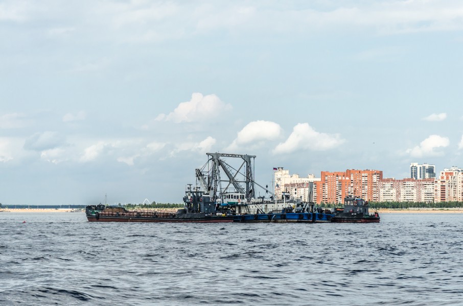 Barge on Neva river