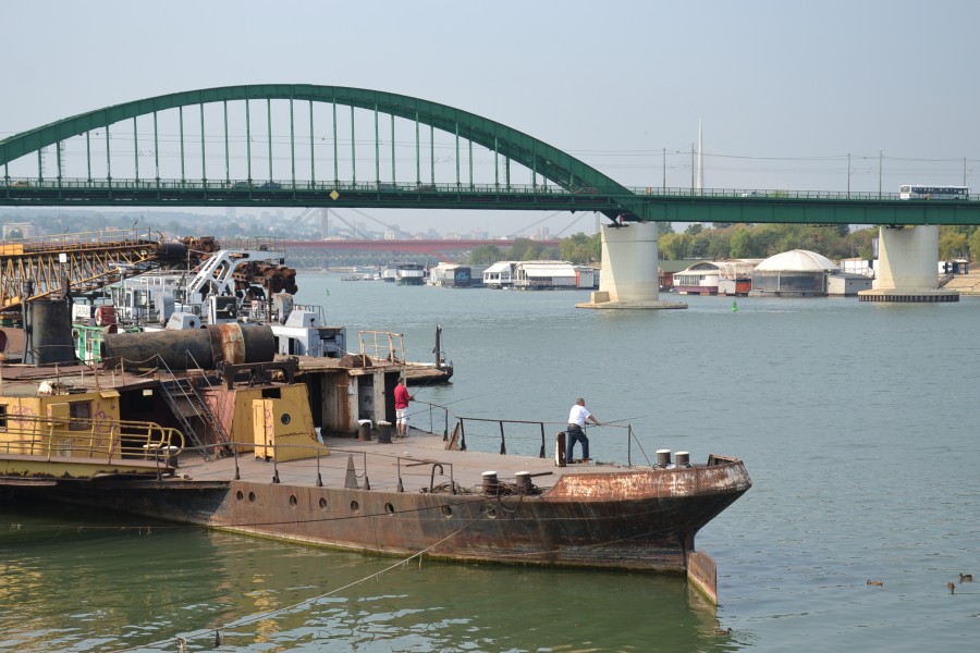 Belgrade - Old Sava Bridge and old ship