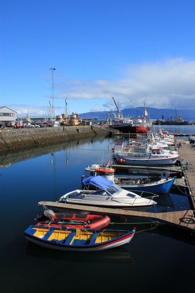 Boats moored in Reykjavík harbour