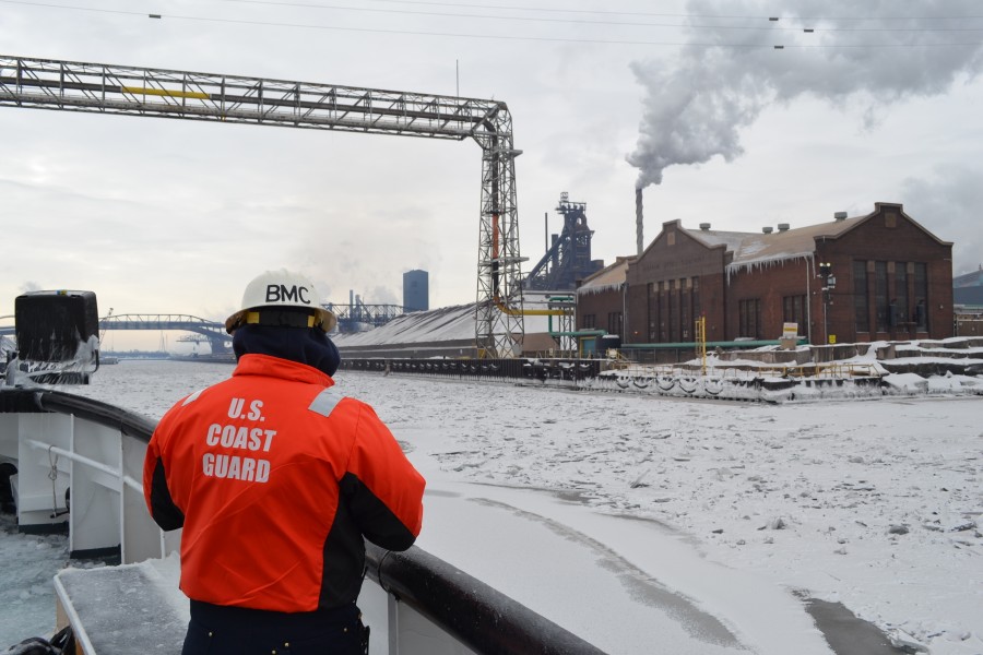 Coast Guard Cutter Biscayne Bay breaks ice on southern Lake Michigan 140212-G-PL299-950