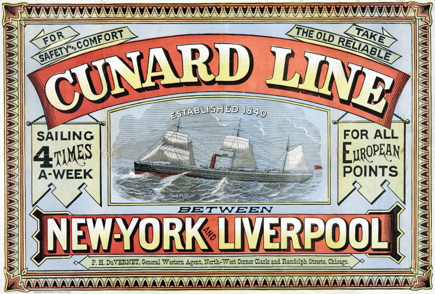 Cunard Line New York Liverpool 1875