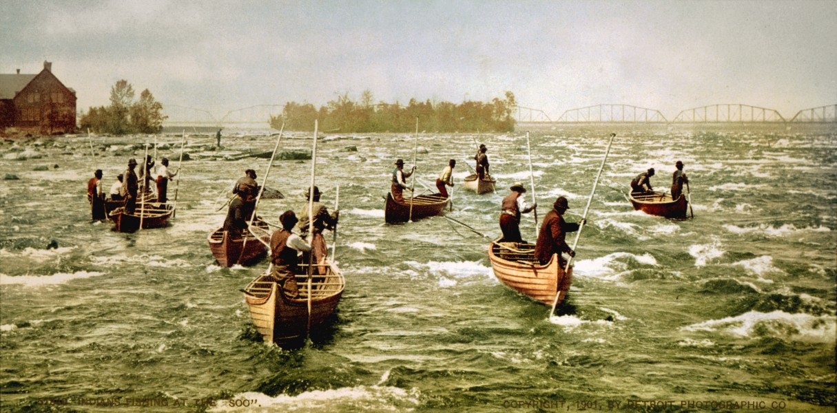 Fishing at Saint Mary's River, Sault Sainte Marie, Michigan, 1901