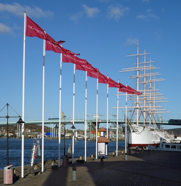 Flags outside Göteborg Opera