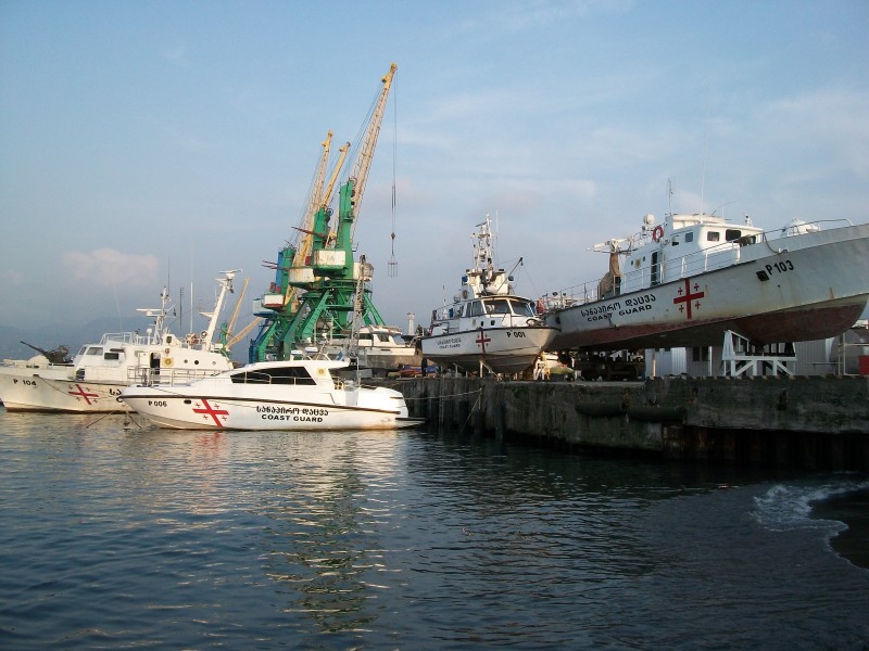 Georgian coast guard in the port of Batumi