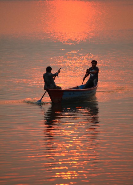 Golden evening at Phewa Lake