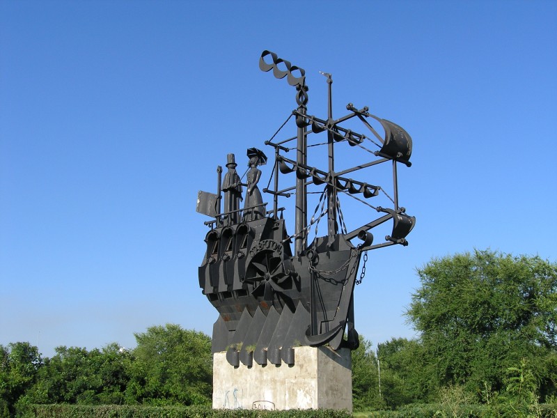 History of transport monument, steamship, Togliatti, Russia