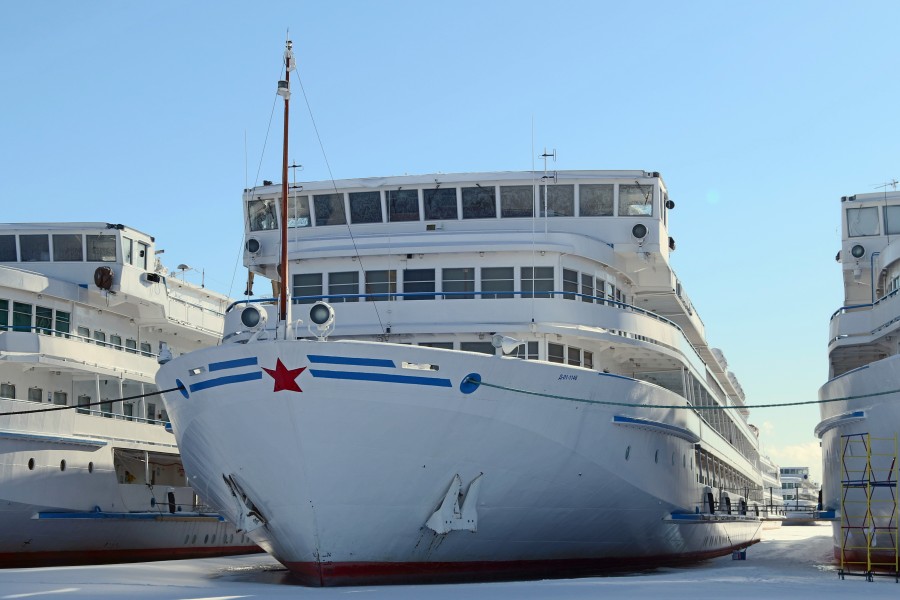 Maxim Litvinov in Winter at Moscow North River Port Front View 10-feb-2015