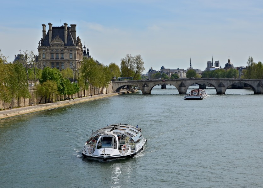 Paris Batobus depuis passerelle Senghor 2014