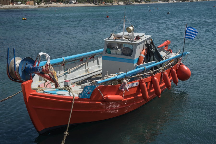 Red boat Eretria Greece
