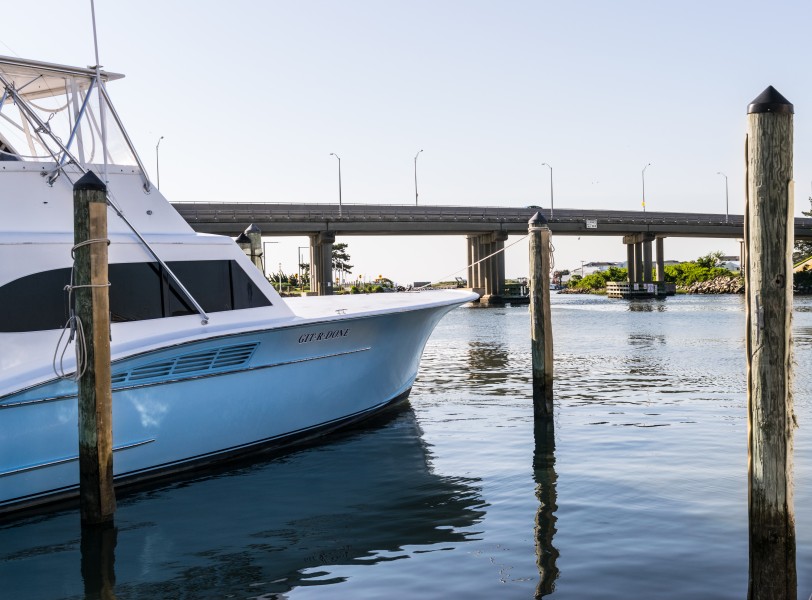 Rudee Inlet Bridge and boat LR