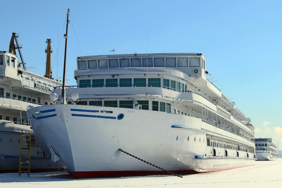 Sergey Dyagilev in Winter at Moscow North River Port Front-Port View 10-feb-2015