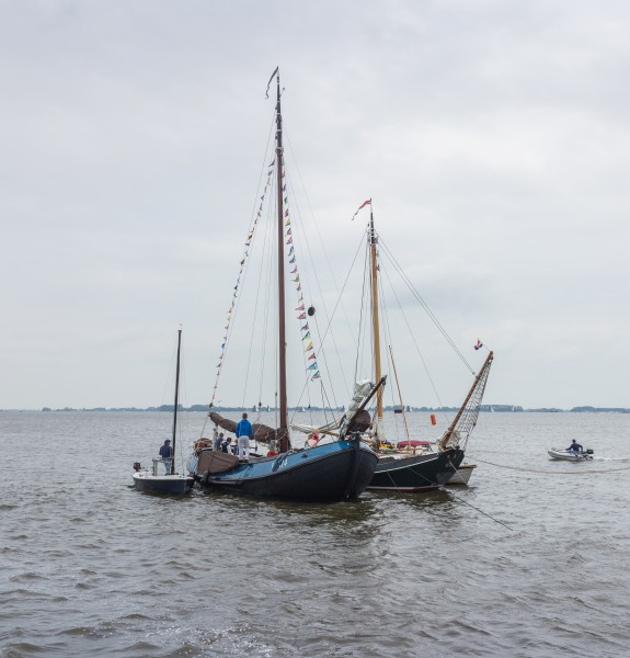 Skûtsjesilen. Toeschouwers Skûtsjesilen op volgschepen 01