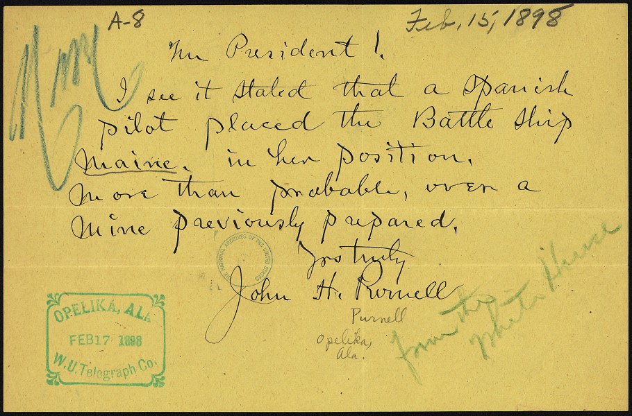 Telegram from John H. Purnell to President McKinley - NARA - 300265