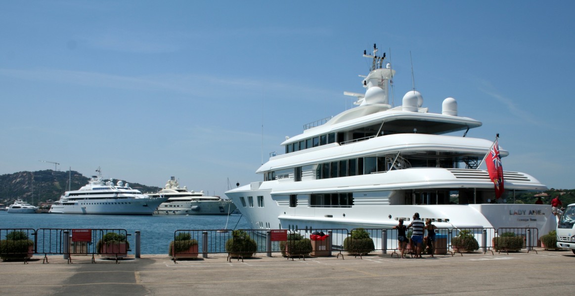 Three luxury yachts - Lady Anne, Lady Moura and Pelorus