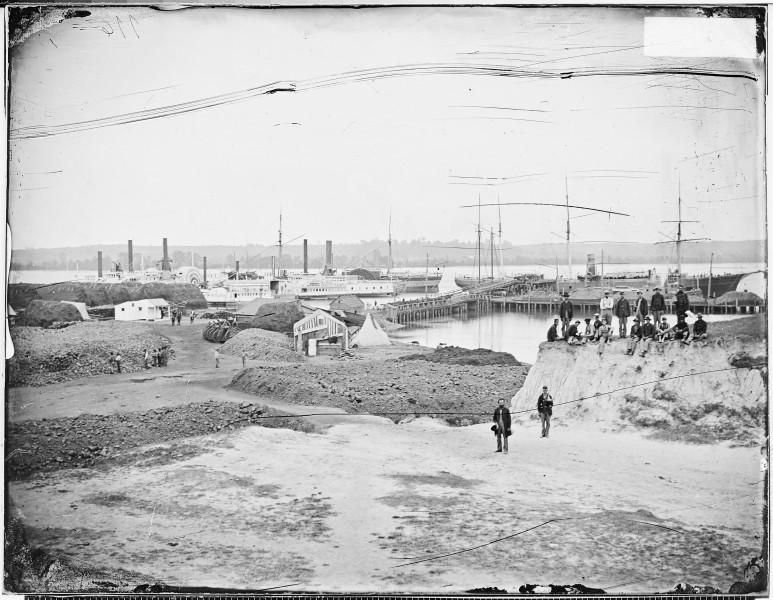 Transport fleet on coal wharf - NARA - 530054