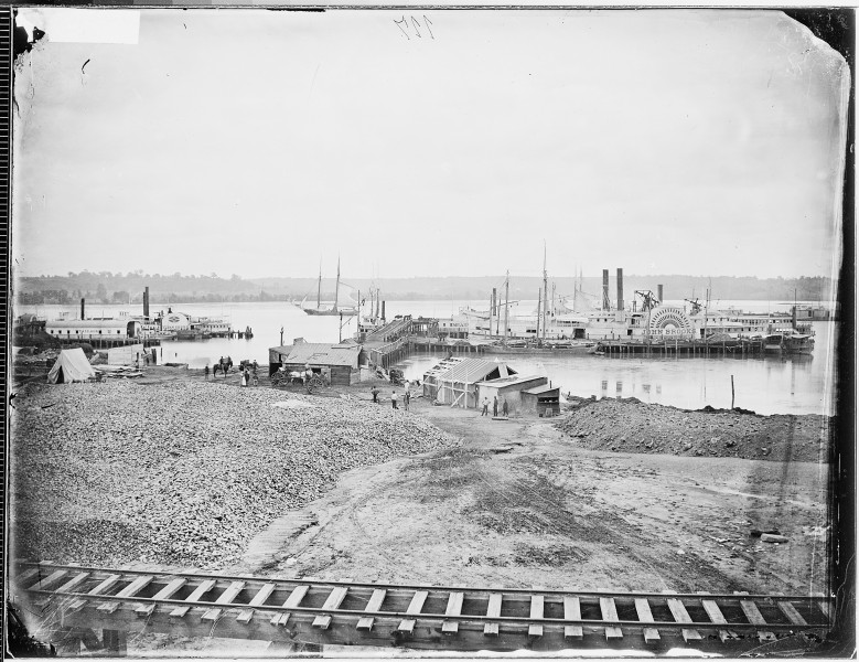 Transport fleet on coal wharf - NARA - 530055
