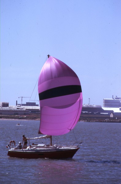 Un voilier sous spinnaker dans la baie de La Rochelle