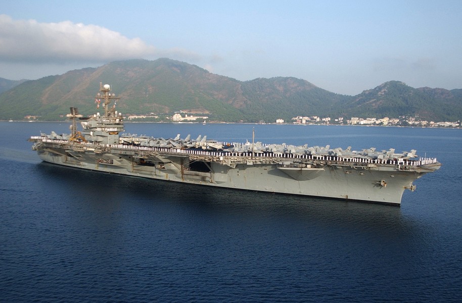 US Navy 020720-N-6492H-610 USS Kennedy Sailors man the rails as they pull into Marmaris, Turkey