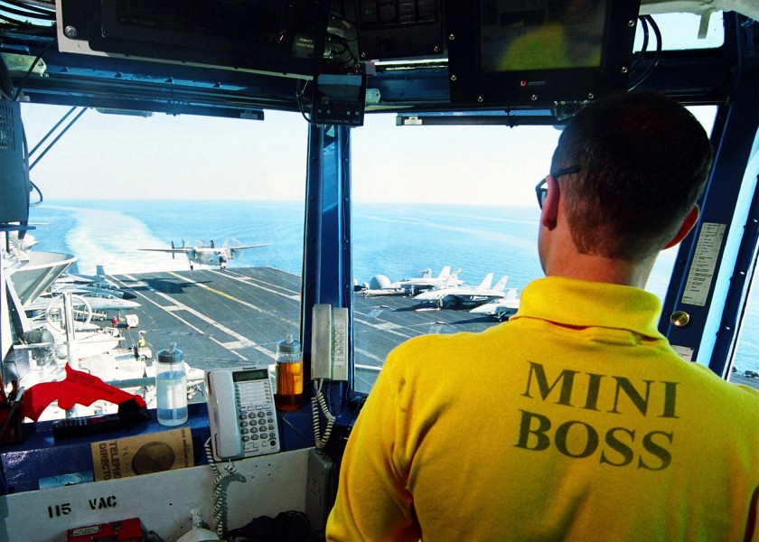 US Navy 021111-N-9593M-001 Commander Jeffery Kirby from Kettering, Ohio, the aircraft carrier^rsquo,s Mini Boss aboard Abraham Lincoln