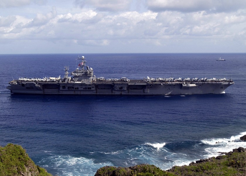 US Navy 030225-N-7293M-001 The aircraft carrier USS Carl Vinson (CVN 70) enters Apra Harbor during its first ever port call to Guam