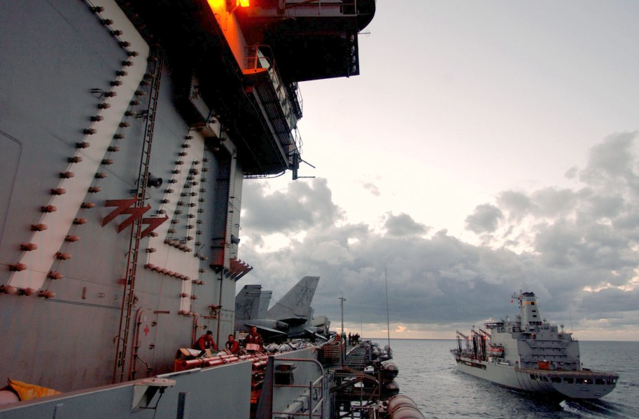 US Navy 031102-N-9769P-025 USNS Rappahannock (T-AO 204) is positioned to go alongside USS John C. Stennis (CVN 74) to begin an underway replenishment
