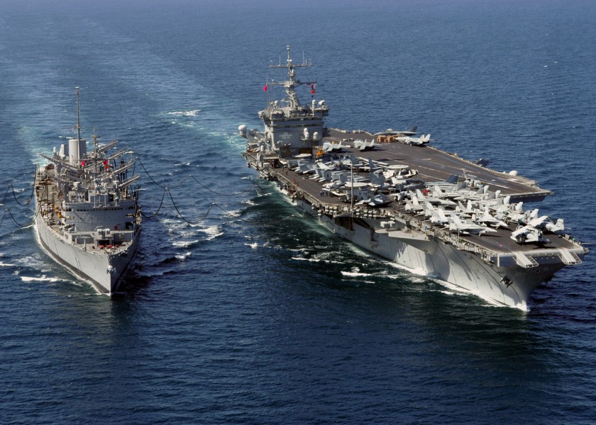 US Navy 031111-N-6259P-006 The guided missile cruiser USS Gettysburg (CG-64) and nuclear^ndash,powered aircraft carrier USS Enterprise