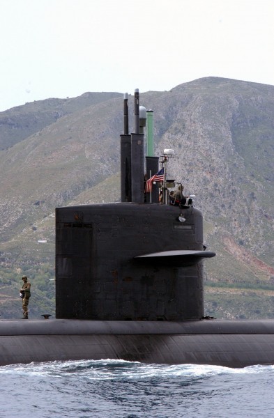 US Navy 040412-N-0780F-041 The Los Angeles-class attack submarine USS Dallas (SSN 700) arrives in Souda Bay's harbor for a brief port visit