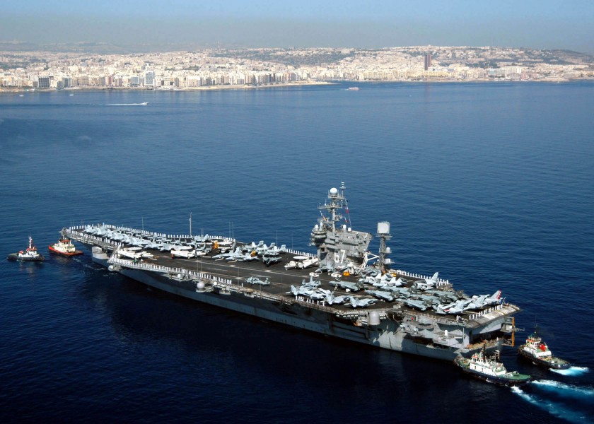 US Navy 040626-N-8704K-001 The conventionally powered aircraft carrier USS John F. Kennedy (CV 67) pulls into the port of Valletta, Malta