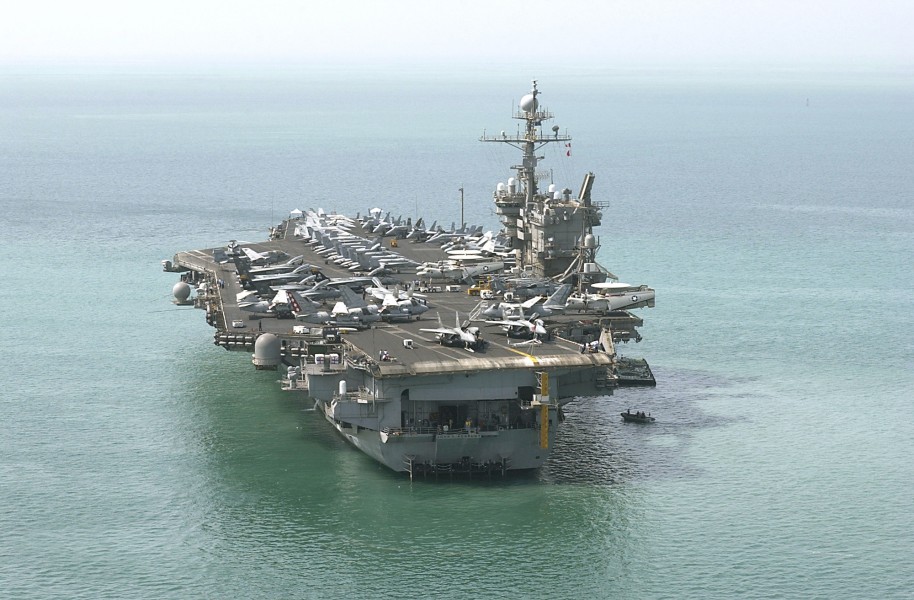 US Navy 040810-N-1348L-005 The aircraft carrier USS John F. Kennedy (CV 67) prepares to get underway after a five-day port visit to Bahrain
