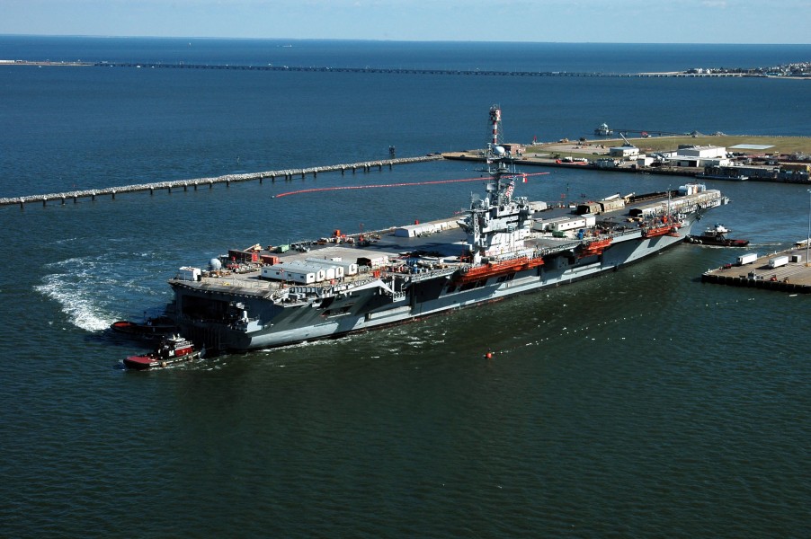 US Navy 051111-N-0905V-025 The Nimitz-class aircraft carrier USS Carl Vinson (CVN 70) is towed from Pier 14 on board Naval Station Norfolk to the Northrop Grumman Newport News Shipyard