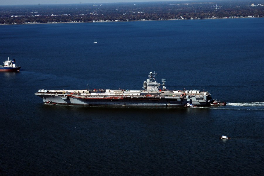 US Navy 051111-N-0905V-045 The Nimitz-class aircraft carrier USS Carl Vinson (CVN 70) is towed from Pier 14 on board Naval Station Norfolk to the Northrop Grumman Newport News Shipyard